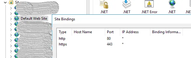 IIS default 443 port binding